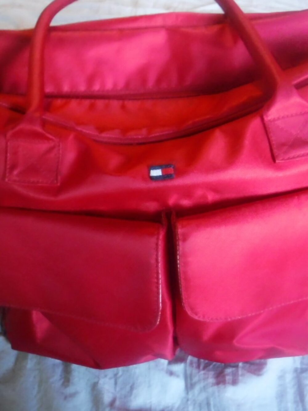 Tommy Hilfiger Tommy Girl Red Nylon Travel Weekender Toiletry Tote Bag Shoulder